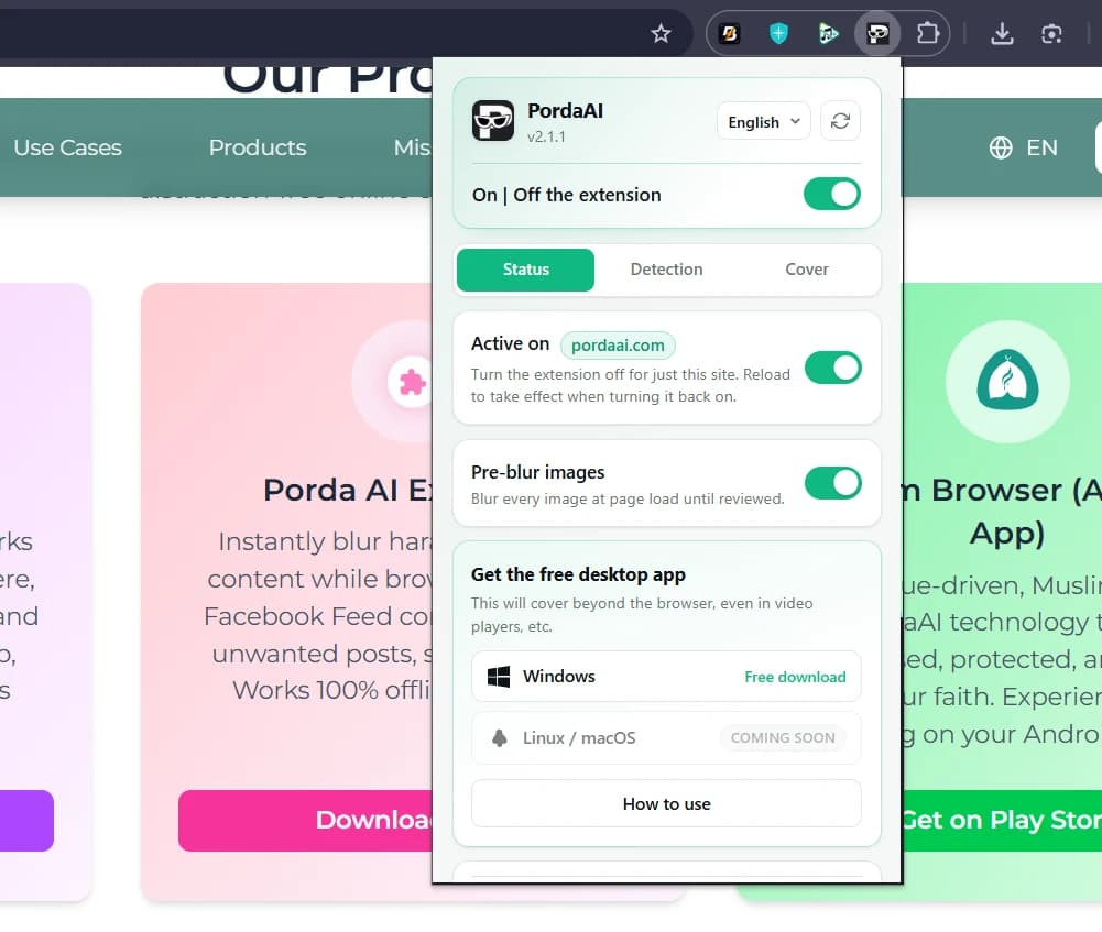 Open Popup & Check Protection Status